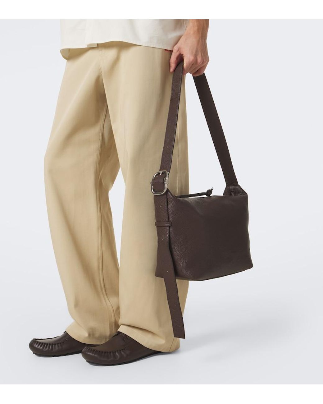 Loewe Brown Loop Medium Leather Shoulder Bag for men