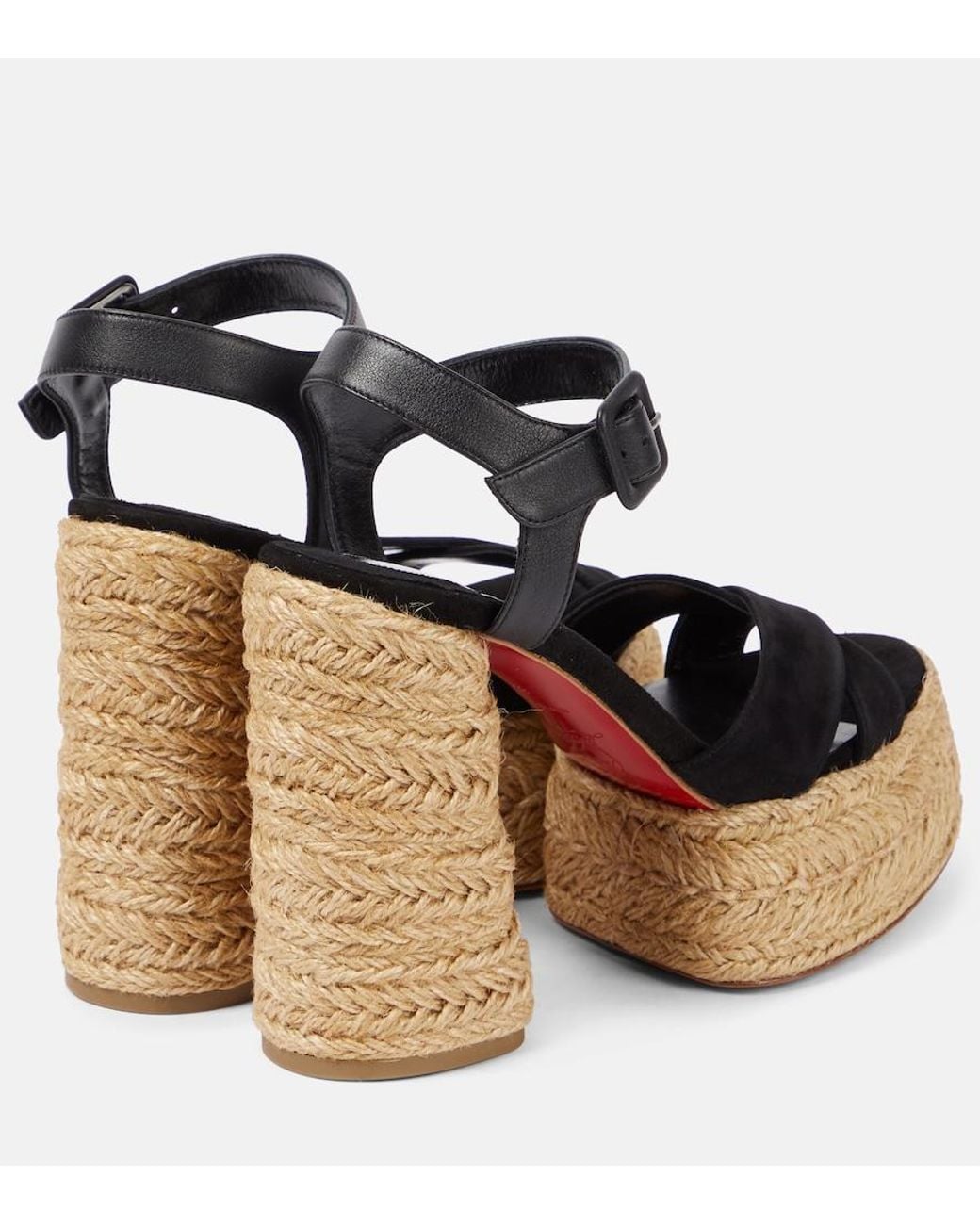 Christian Louboutin Black Super Calakala 130 Suede Espadrille Sandals