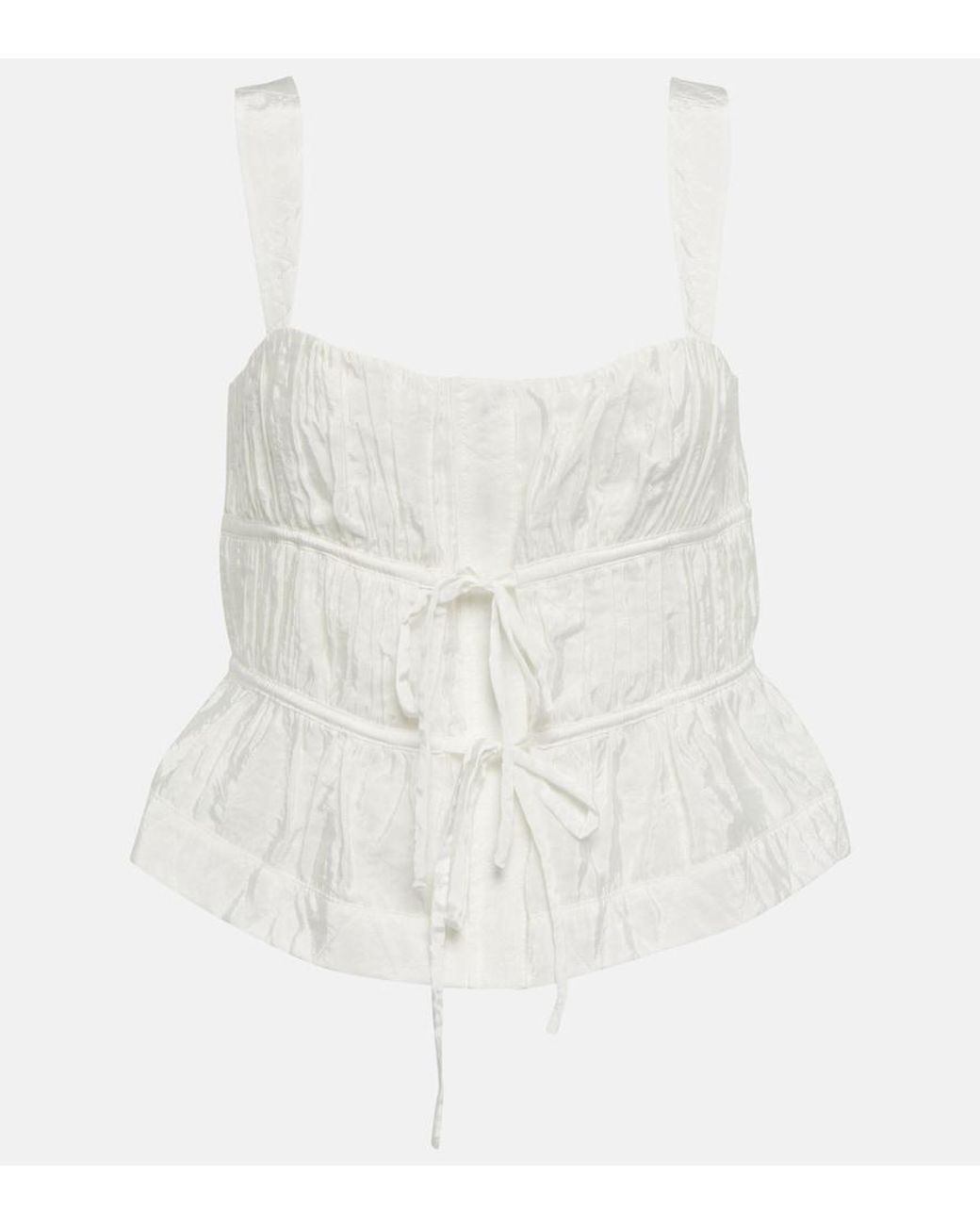 Jonathan Simkhai White Abilene Drawstring Shirt