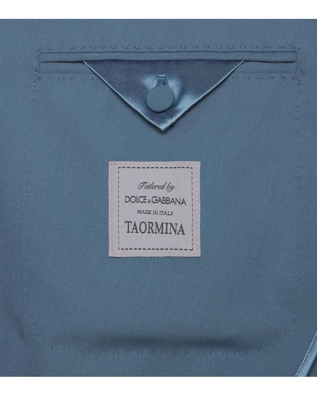 Dolce & Gabbana Blue Double-Breasted Wool Poplin Suit Jacket for men
