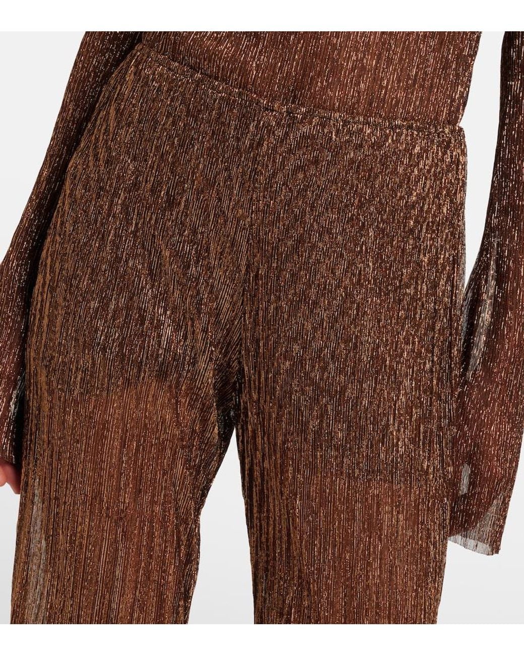 Cala De La Cruz Brown Dries Lame Flared Pants