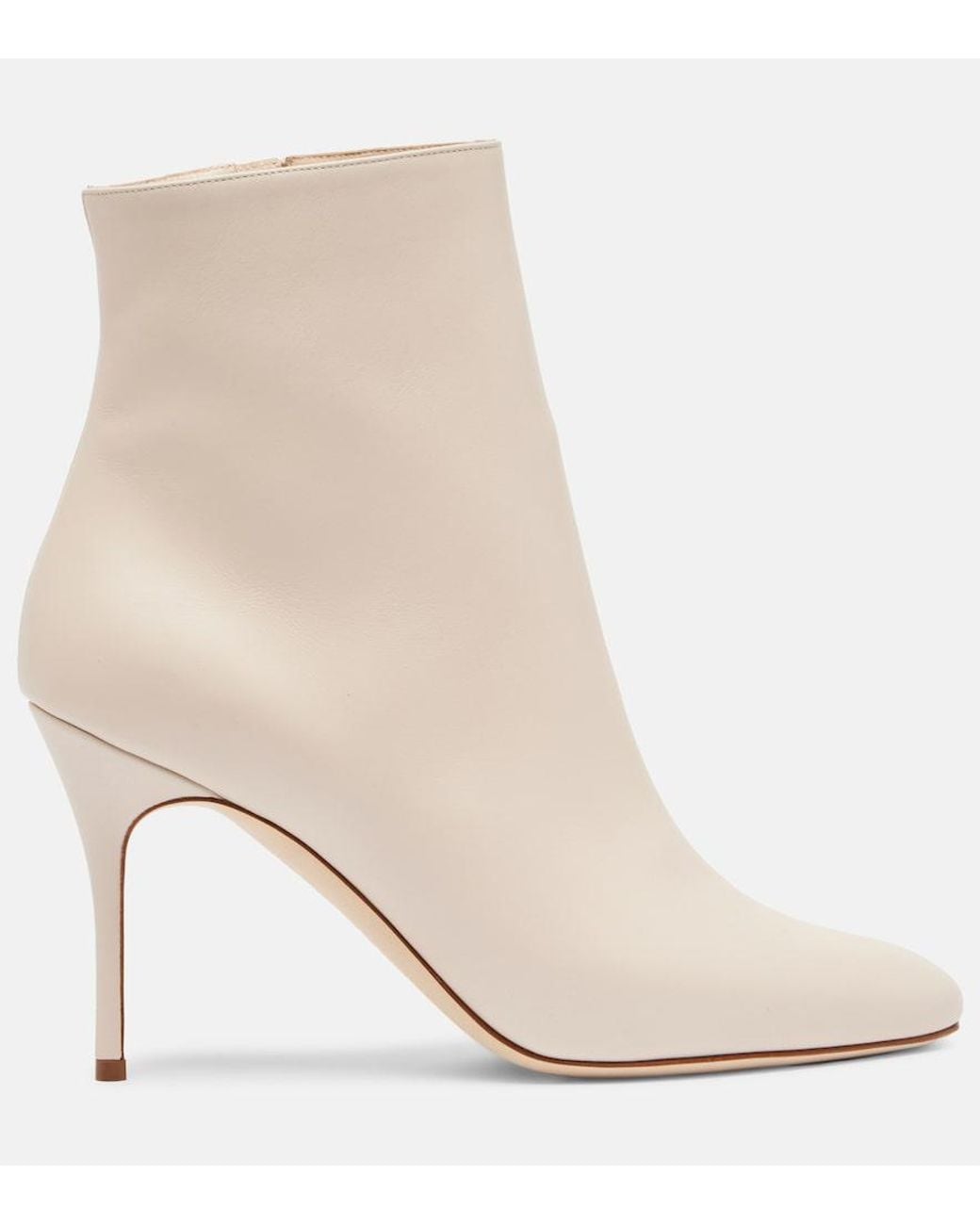 Manolo Blahnik Natural Insopo Leather Ankle Boots