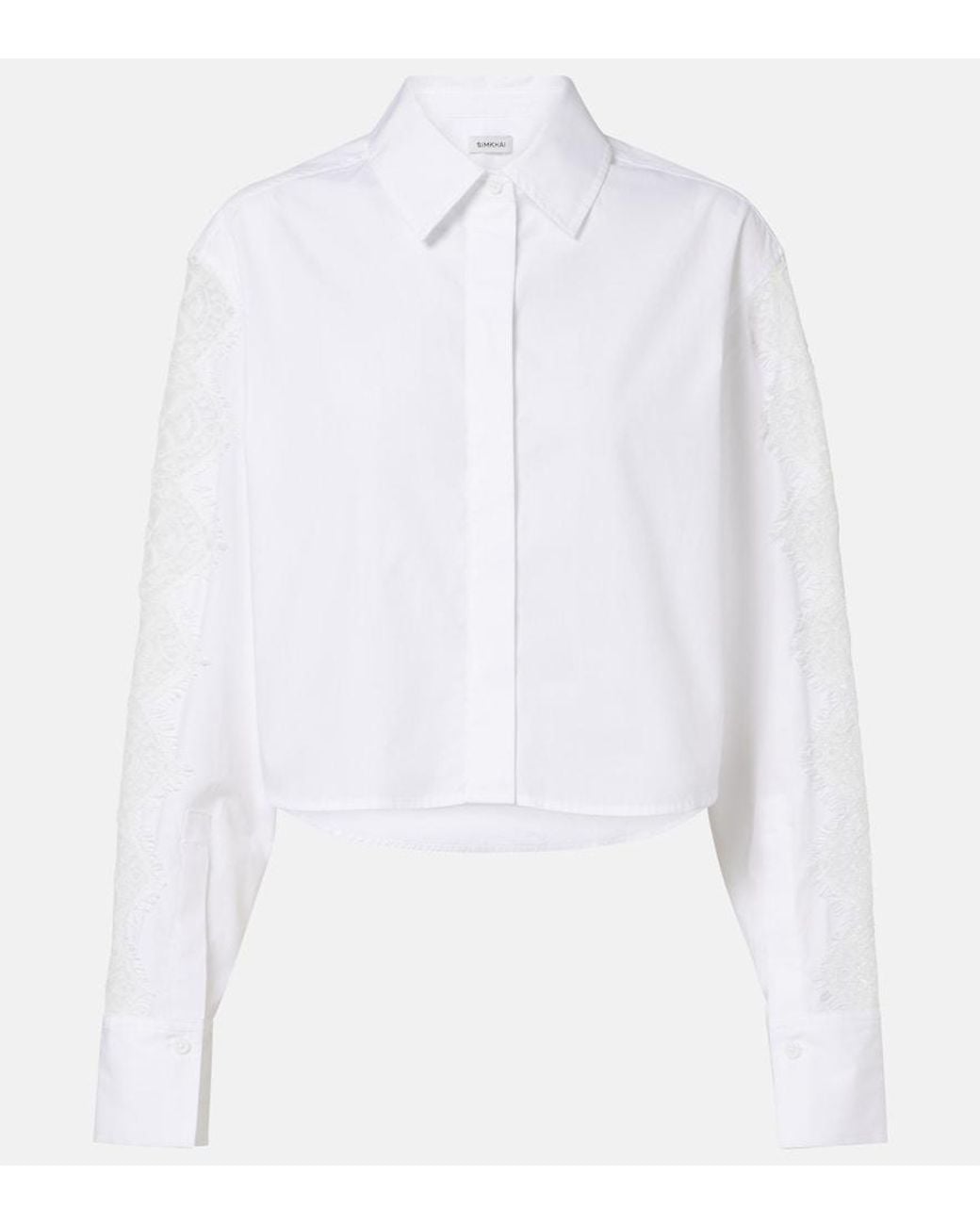 Jonathan Simkhai White Lace-Trimmed Cotton Poplin Shirt