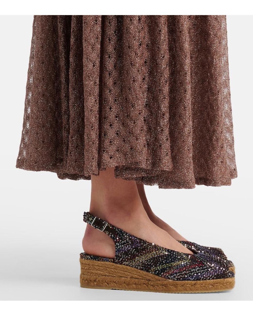 Missoni Black Joy 30 Sequined Espadrille Wedges