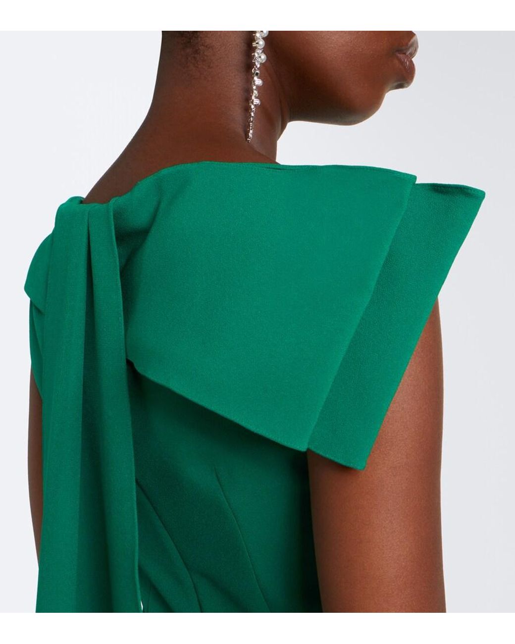 Safiyaa Green Mallory Crepe Gown