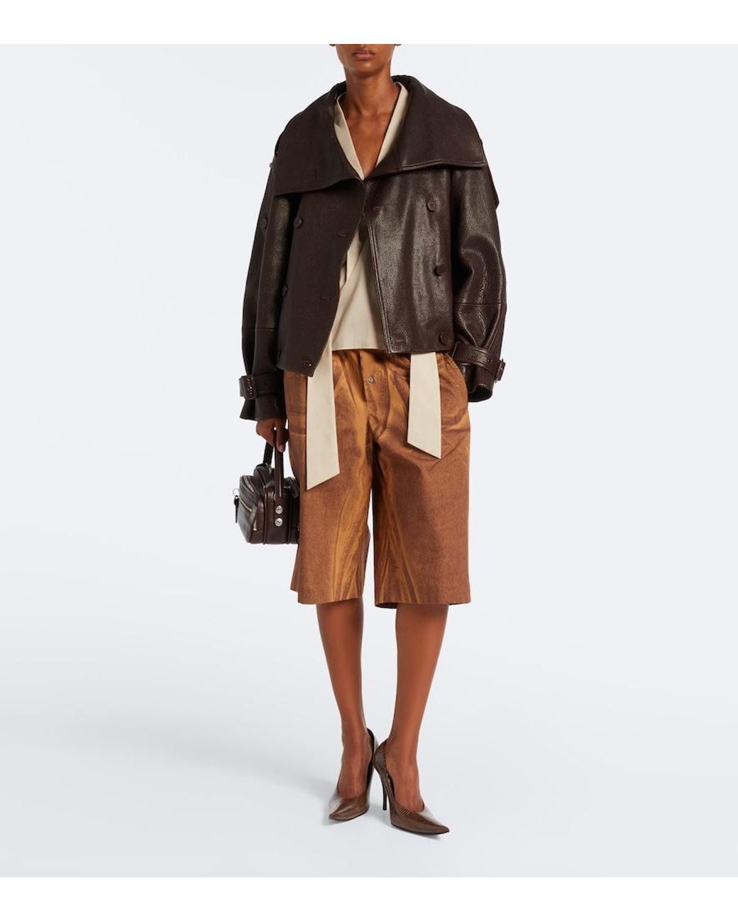 Acne Black Cropped Leather Jacket