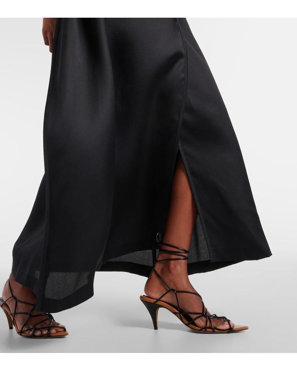 Khaite Black Mila Silk Maxi Skirt