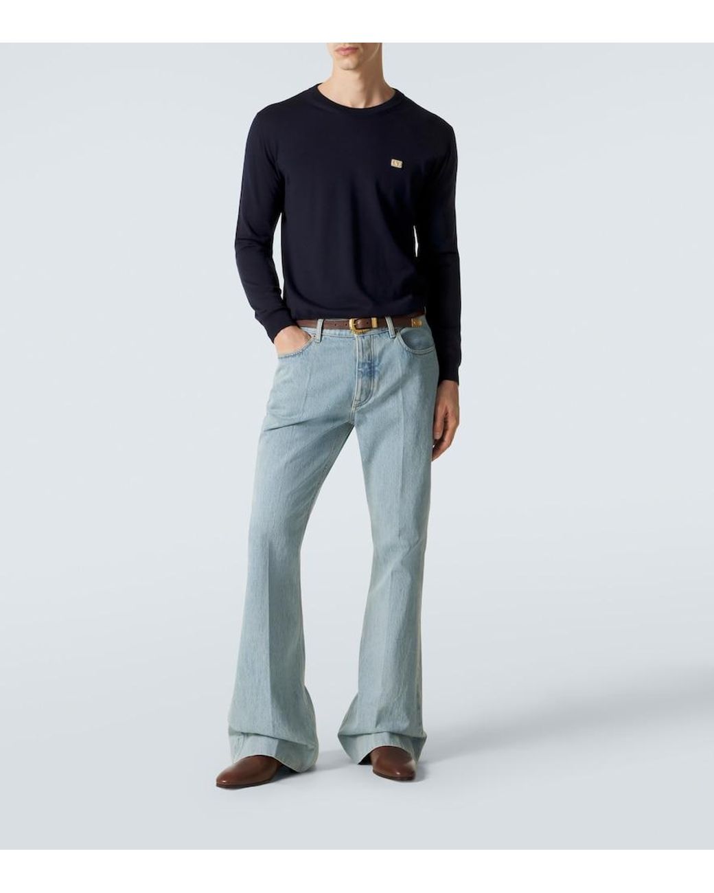 Valentino Blue Vlogo Virgin Wool Sweater for men