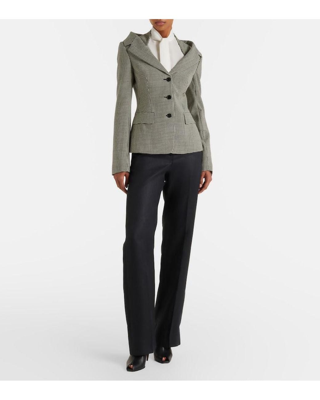 Blazer En Laine A Carreaux McQueen en coloris Gray