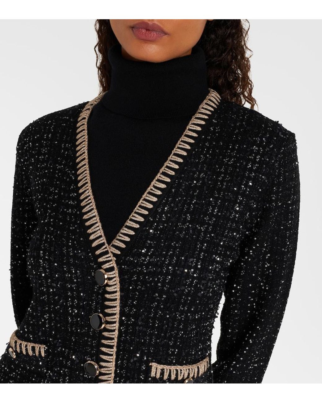 Veronica Beard Black Ceriani Tweed Cardigan