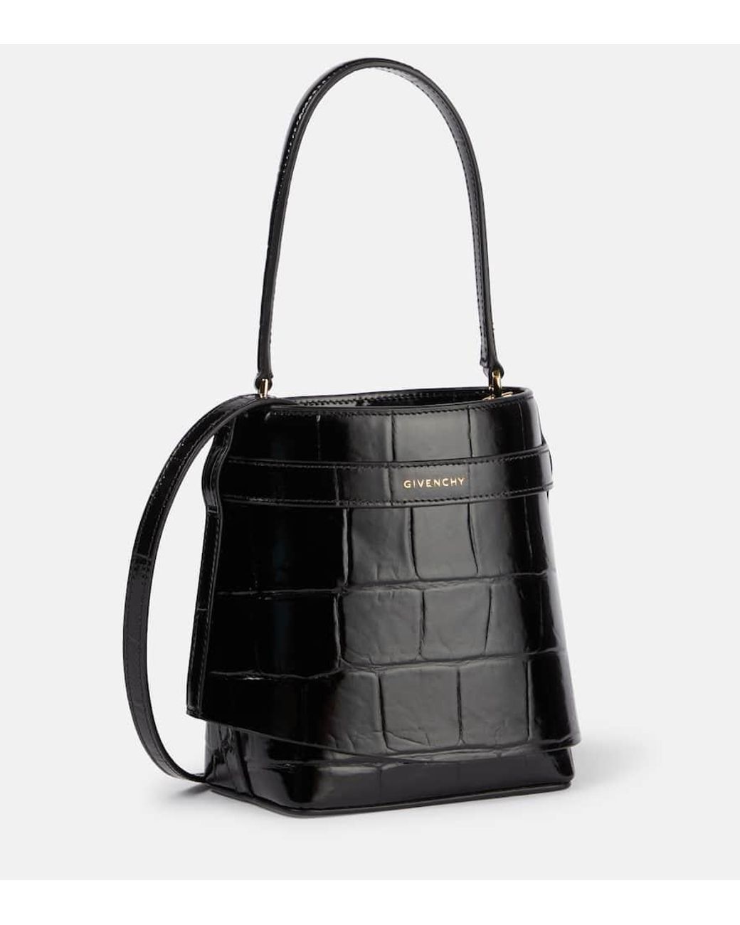 Givenchy Shark Lock Medium Leather Bucket Bag in Black | Lyst