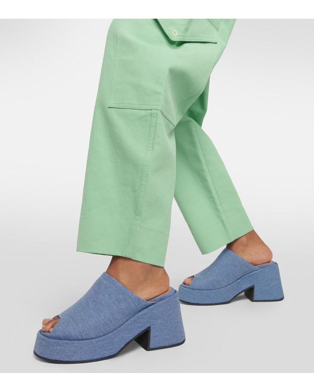 Ganni Blue Platform Denim Mules