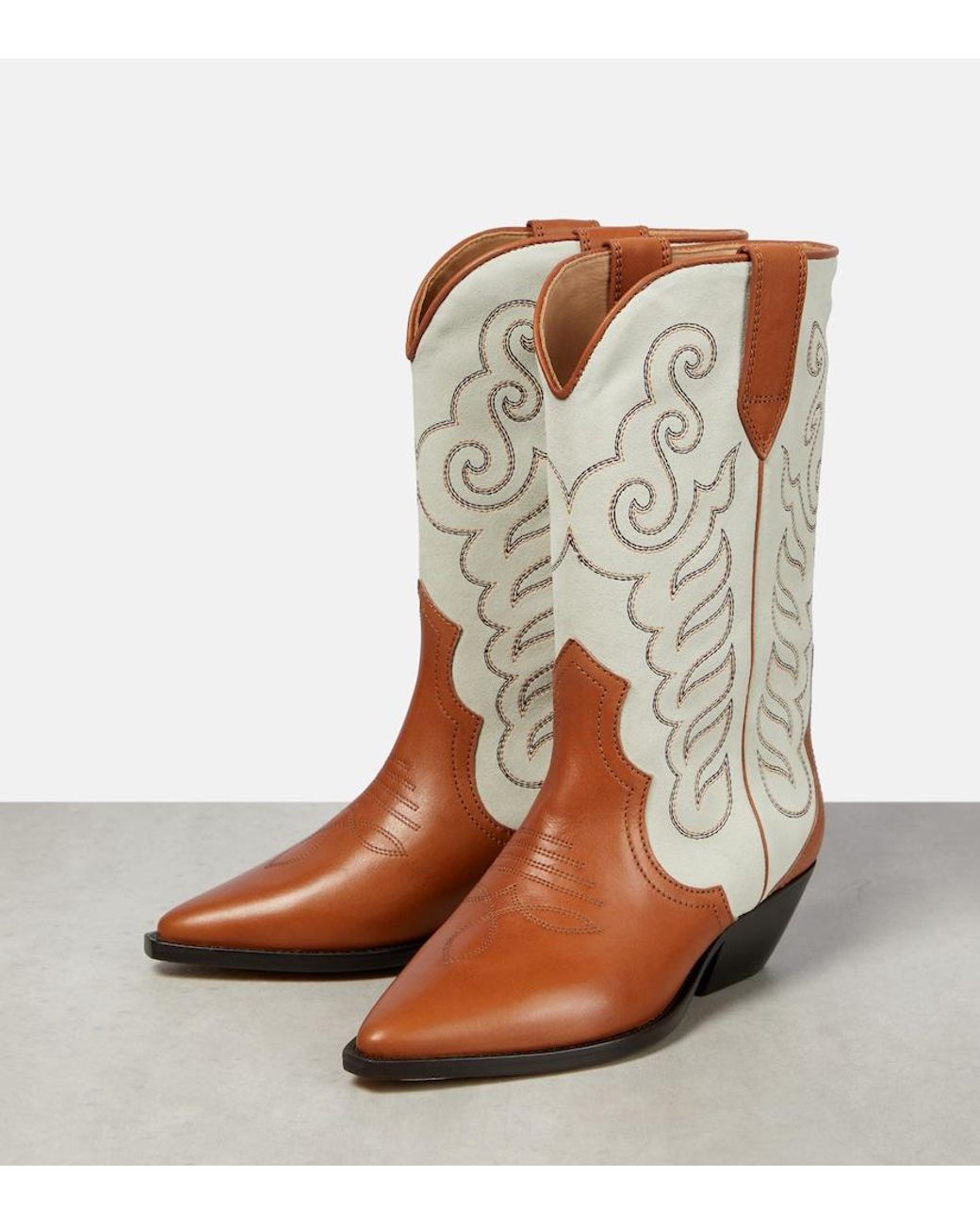 Isabel Marant Brown Duerto Embroidered Leather Boots