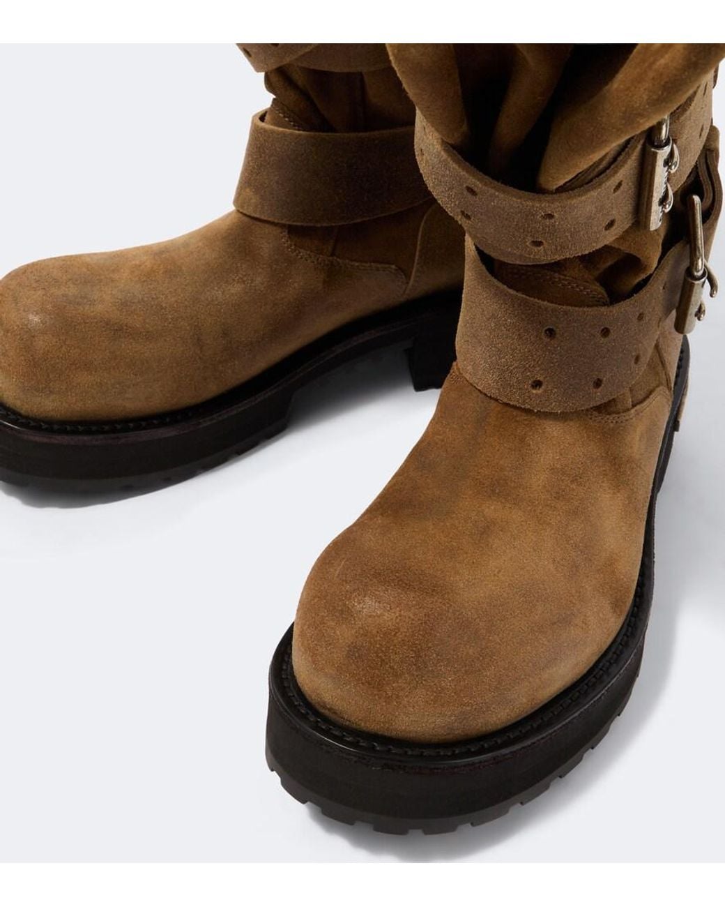 Balenciaga Brown Venom Suede Biker Boots for men