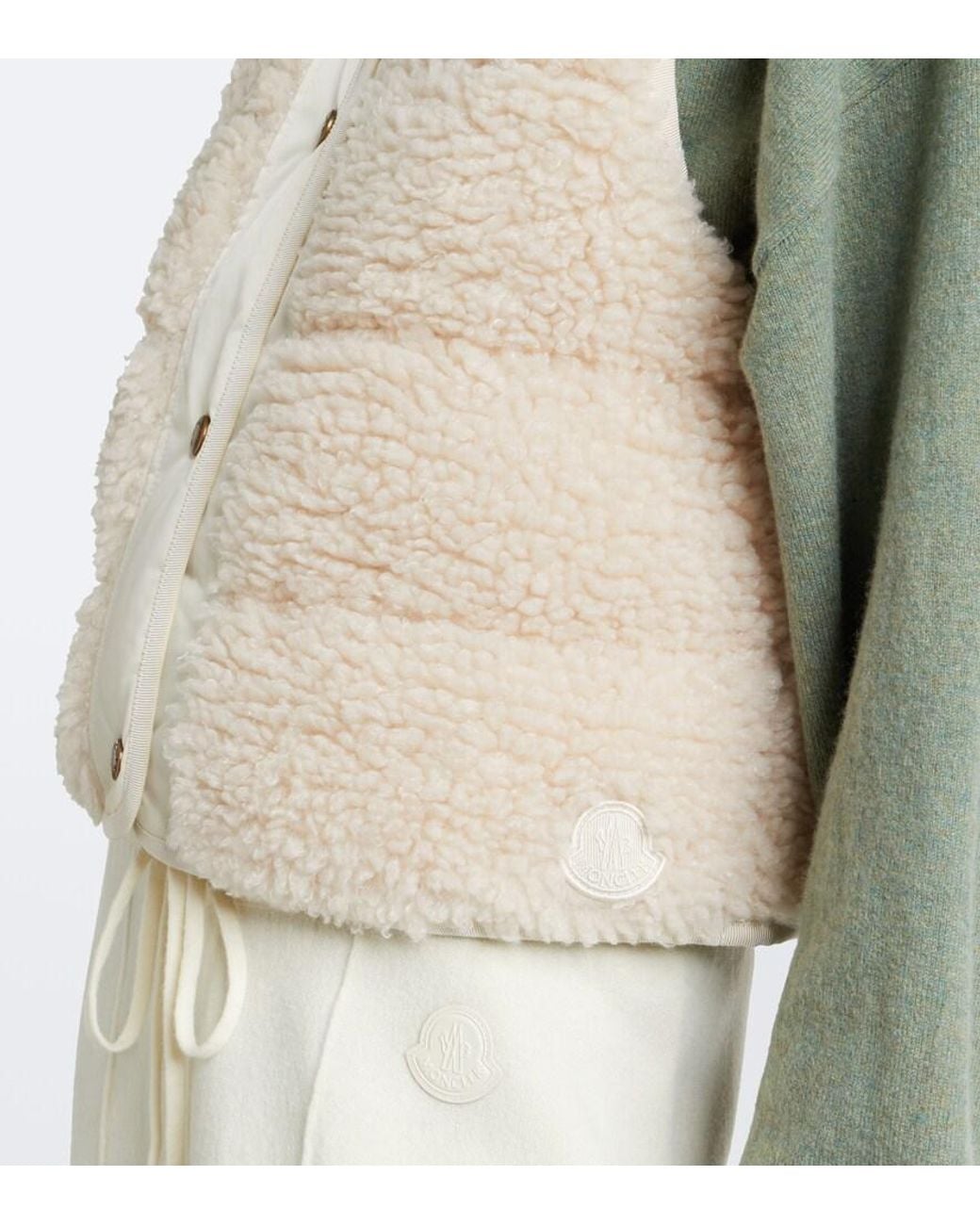 Moncler Natural Teddy-Trimmed Technical Vest