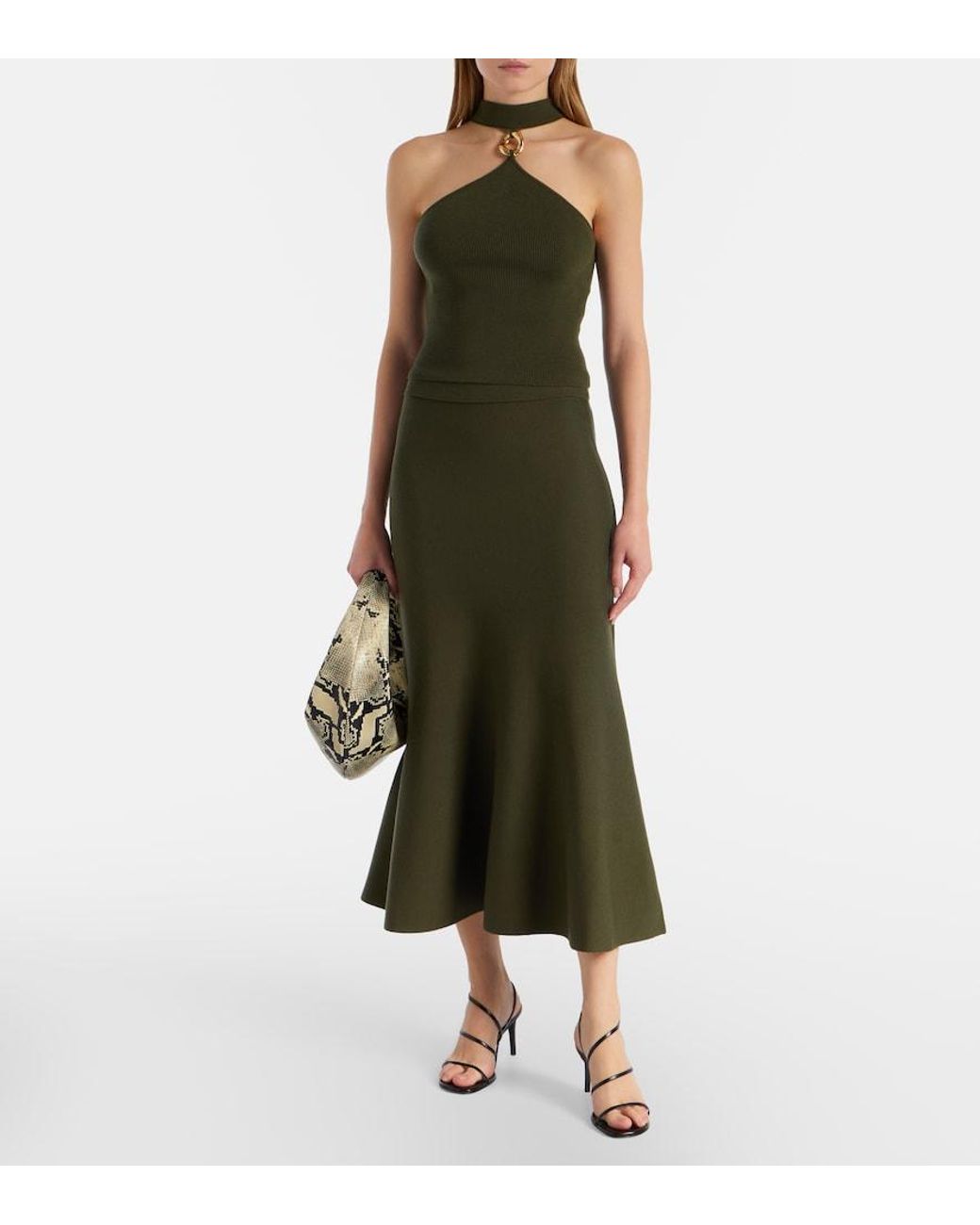 Jonathan Simkhai Green Renlen Halterneck Wool Top