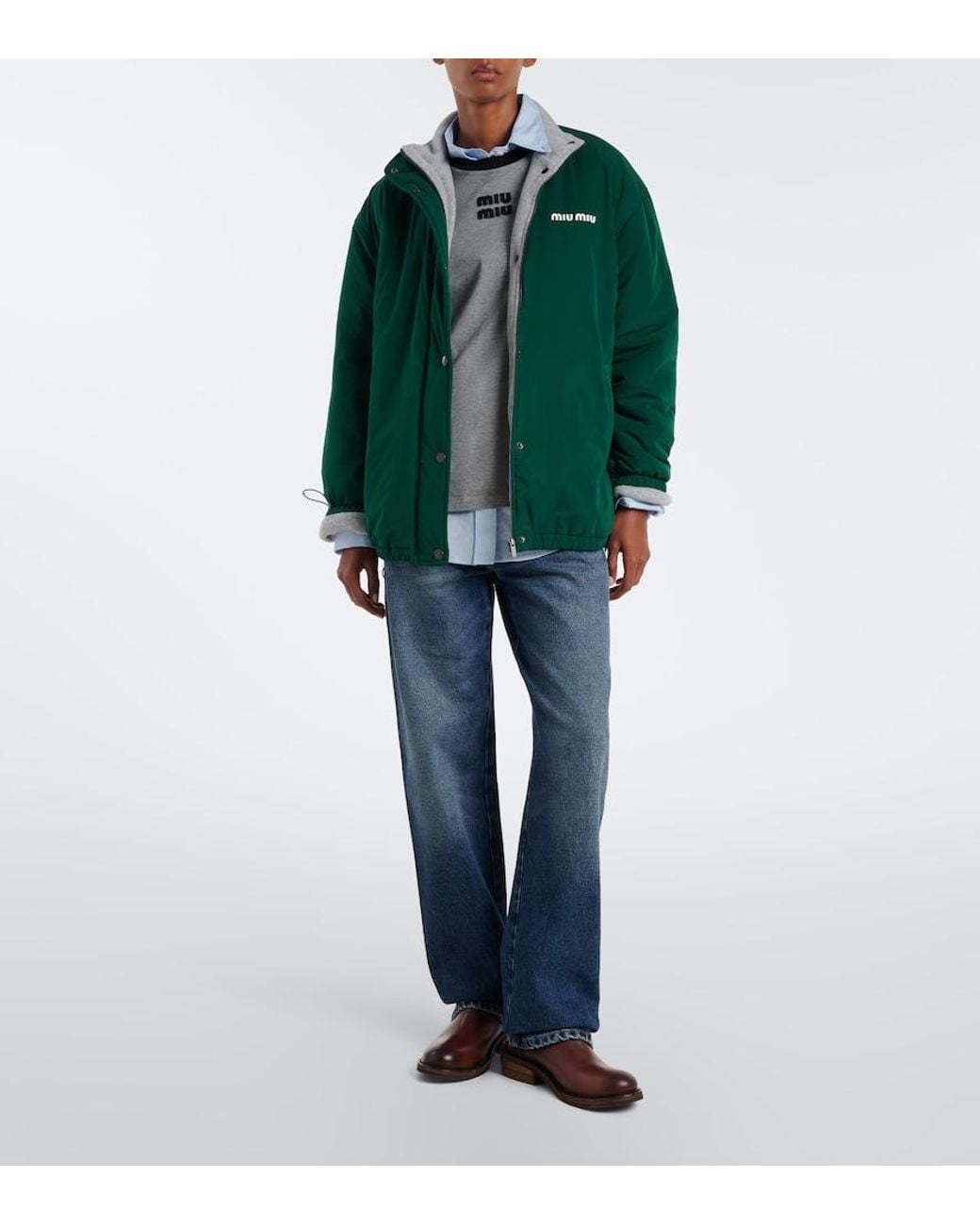 Miu Miu Green Logo Technical Jacket