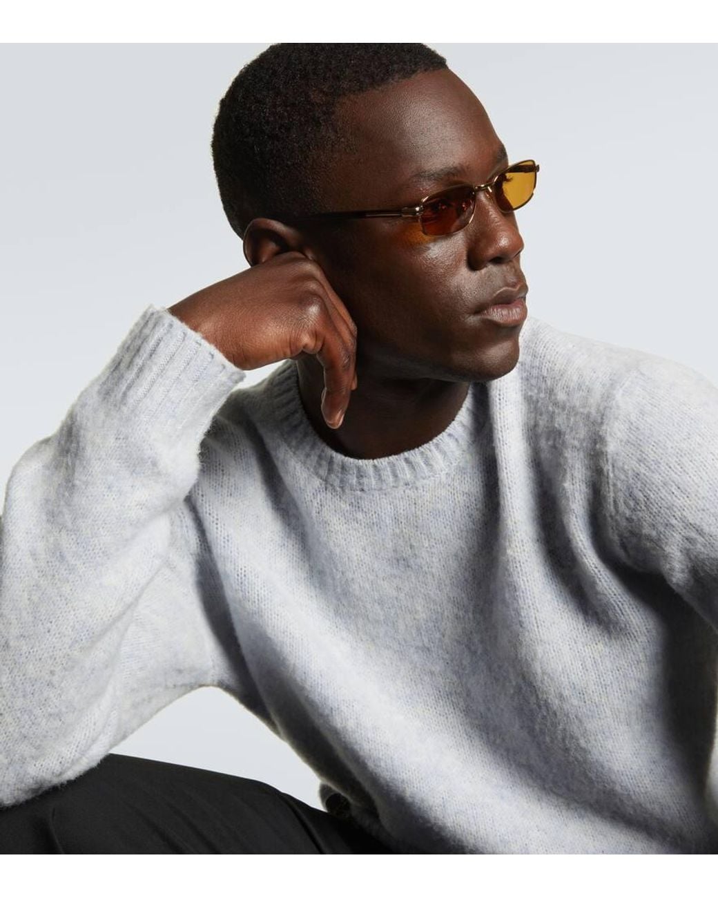 Prada Metallic Logo Rectangular Sunglasses for men