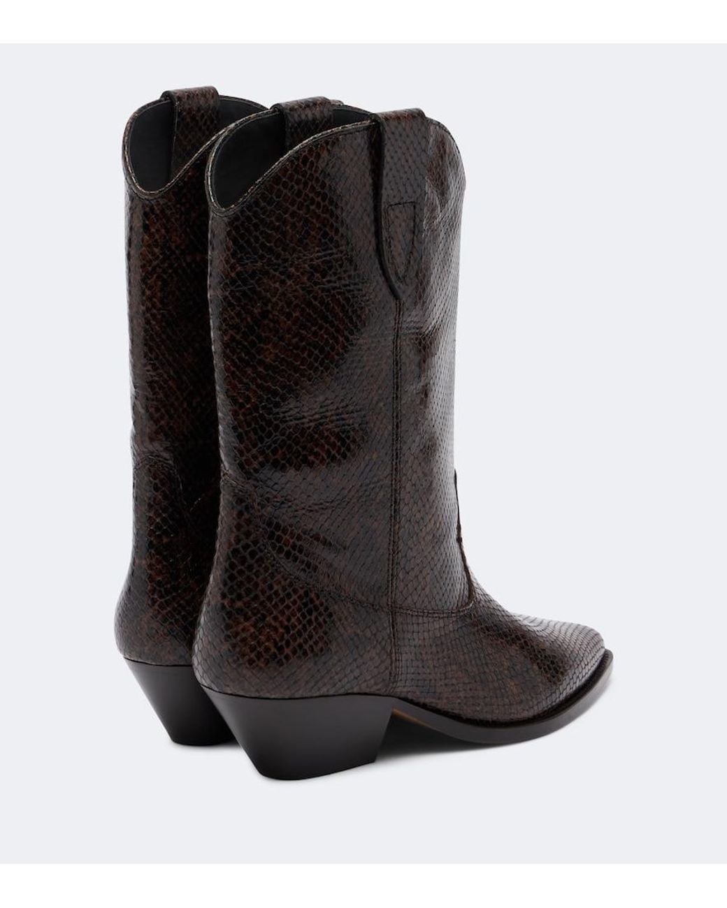 Isabel Marant Black Duerto Snake-Effect Leather Cowboy Boots
