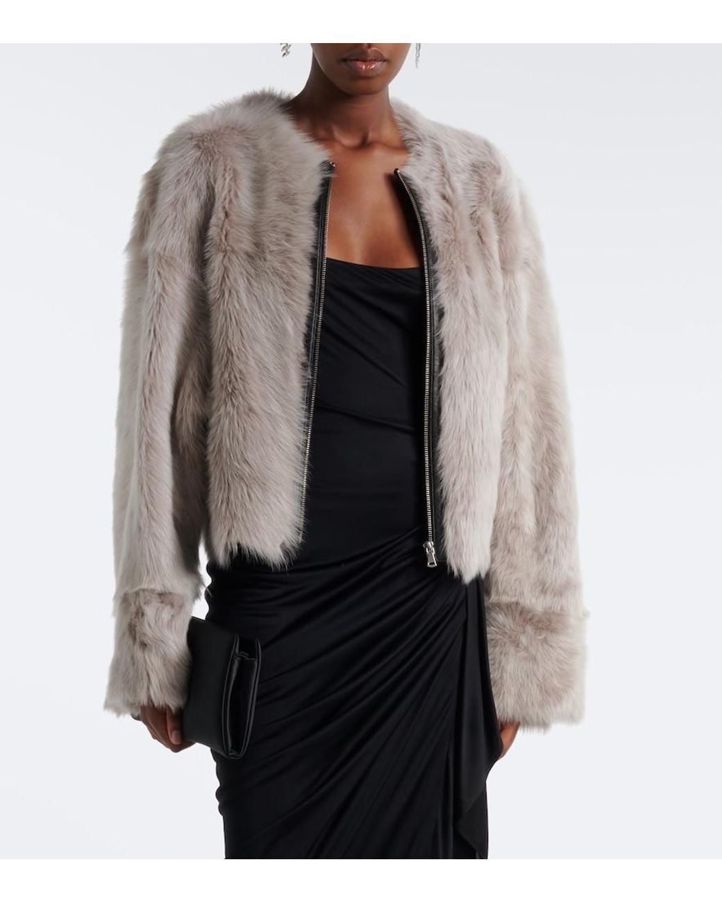 Nour Hammour Gray Dianne Shearling Jacket