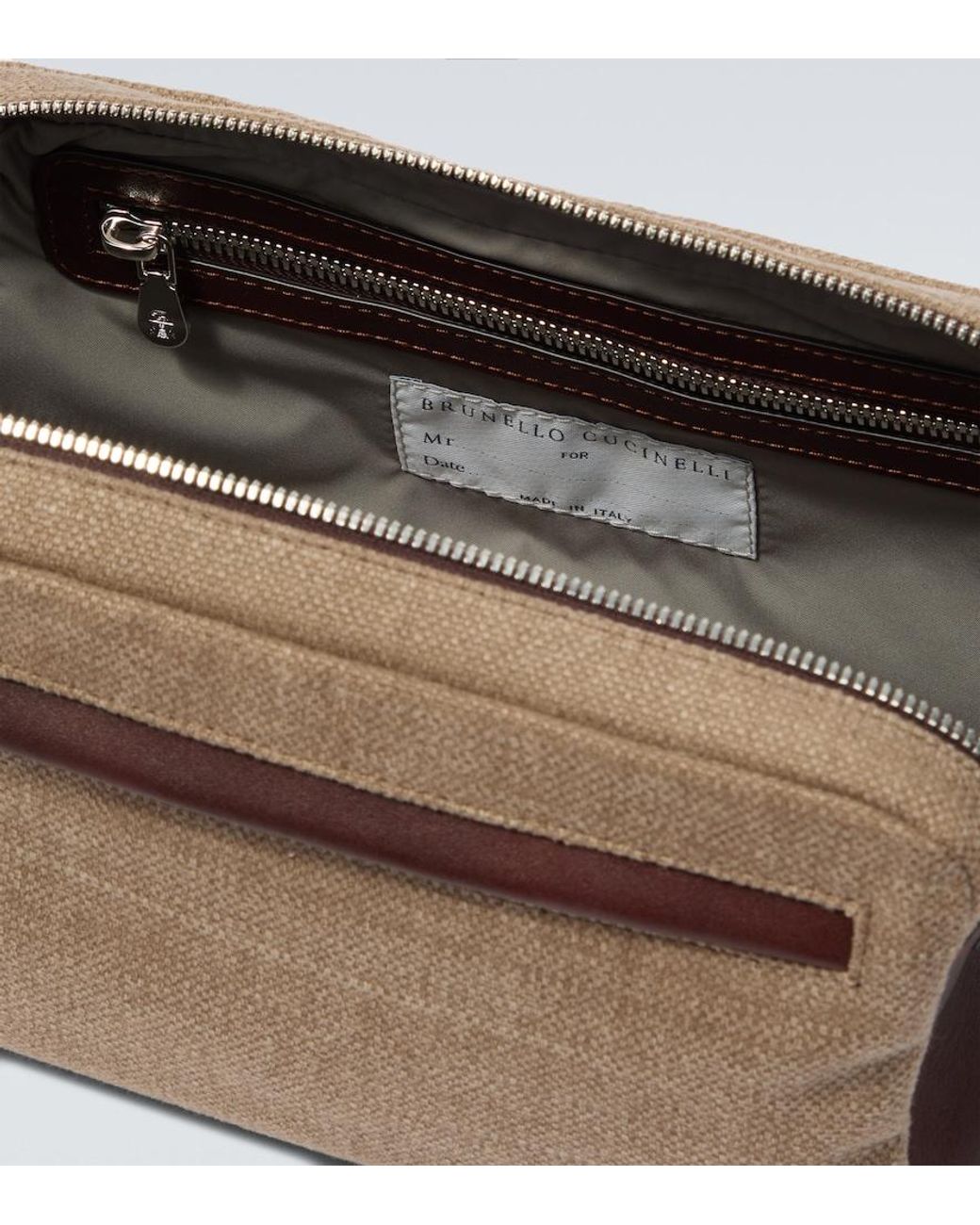Brunello Cucinelli Brown Leather-Trimmed Toiletry Bag for men