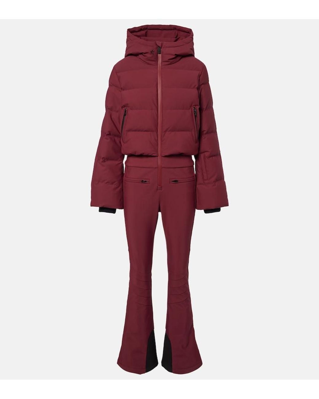 Perfect Moment Red Polar Flare Down Ski Suit