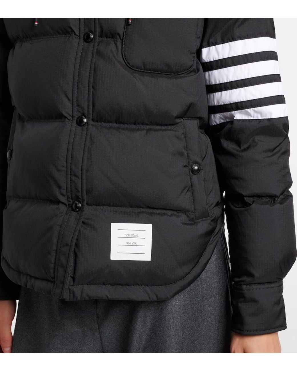 Thom Browne Black 4-Bar Hooded Quilted Down Jacket