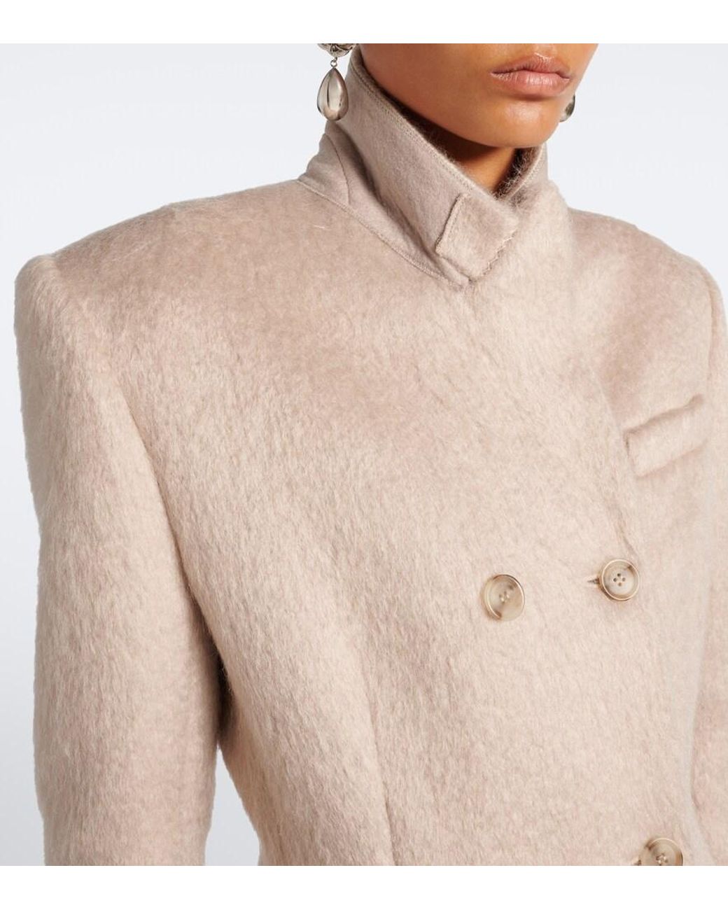Magda Butrym Natural Double-Breasted Wool-Blend Blazer