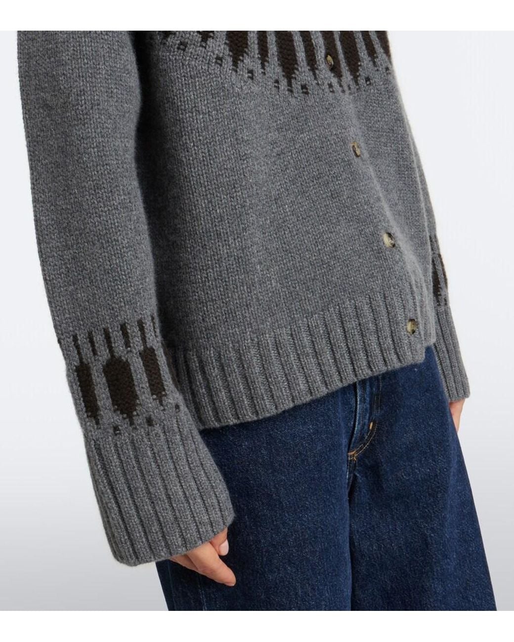 arch4 Gray Fair Isle Cashmere Cardigan