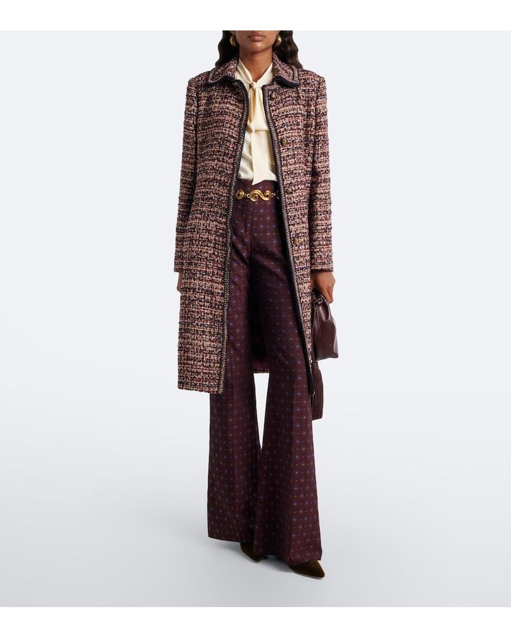 Etro Natural Paisley Jacquard Crepe De Chine Top