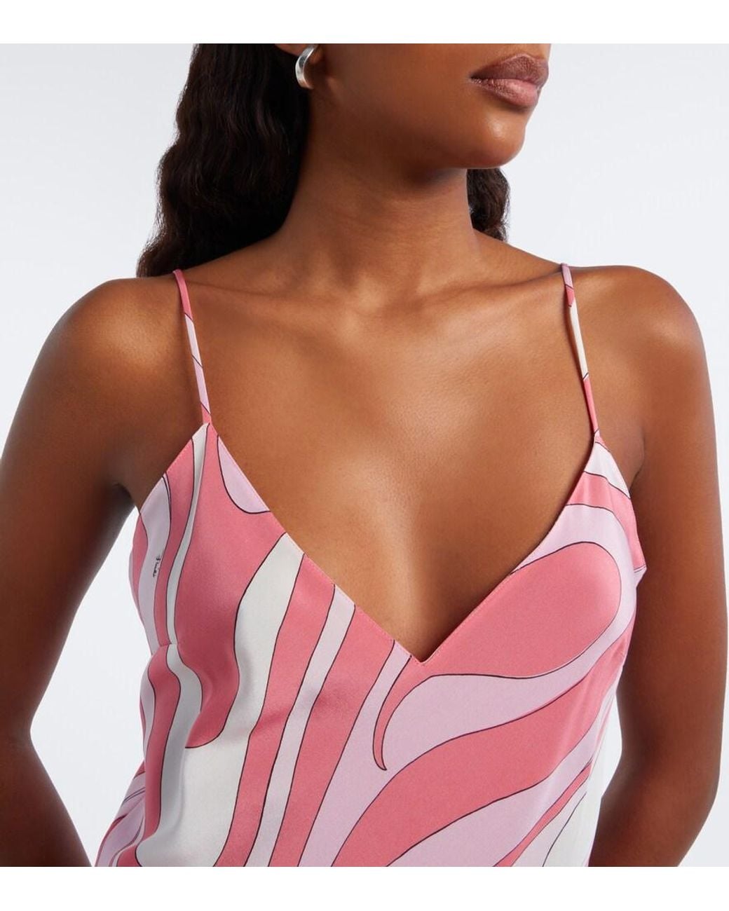 Emilio Pucci Pink Marmo Silk Crepe De Chine Maxi Dress