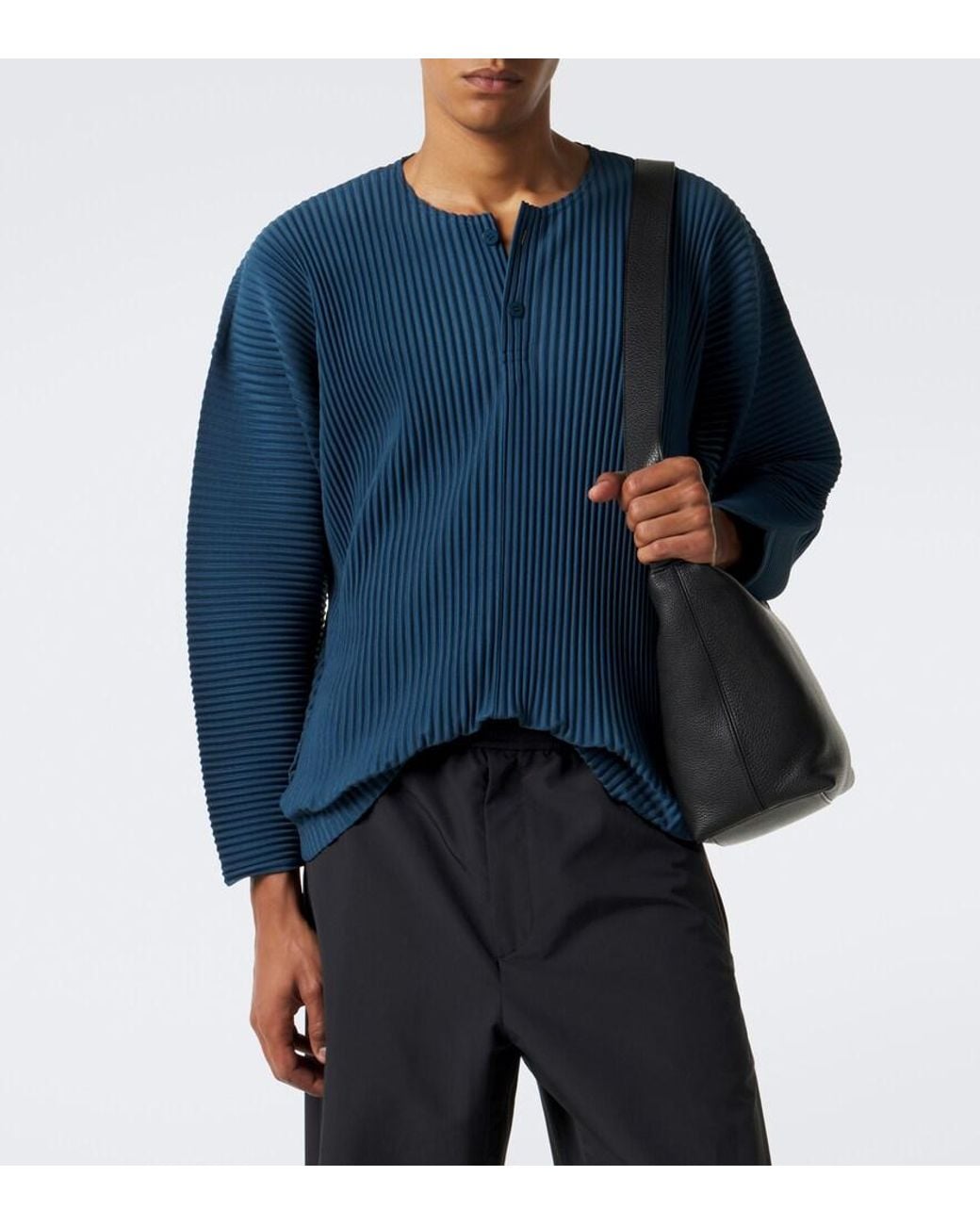 Homme Plissé Issey Miyake Blue Monthly Colors: September Pleated Henley Shirt for men