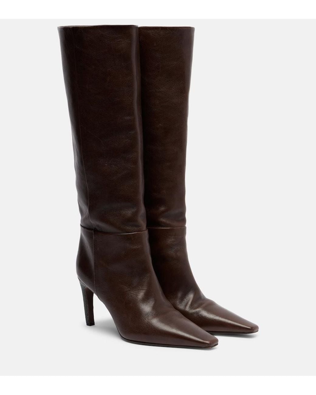 Brunello Cucinelli Brown Monili Leather Knee-High Boots