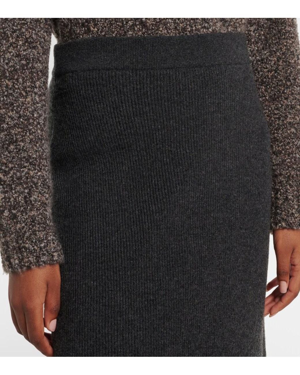 Agnona Black Cashmere Midi Skirt