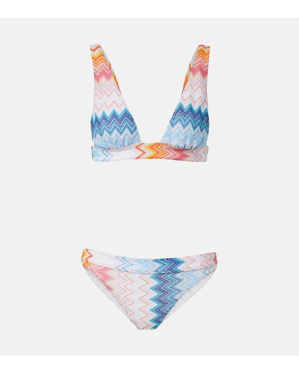 Missoni Blue Zigzag Plunge-Neck Bikini