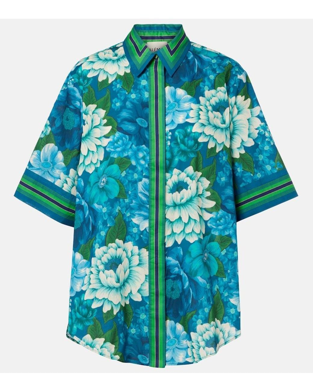ALÉMAIS Blue Margo Oversized Printed Cotton Shirt