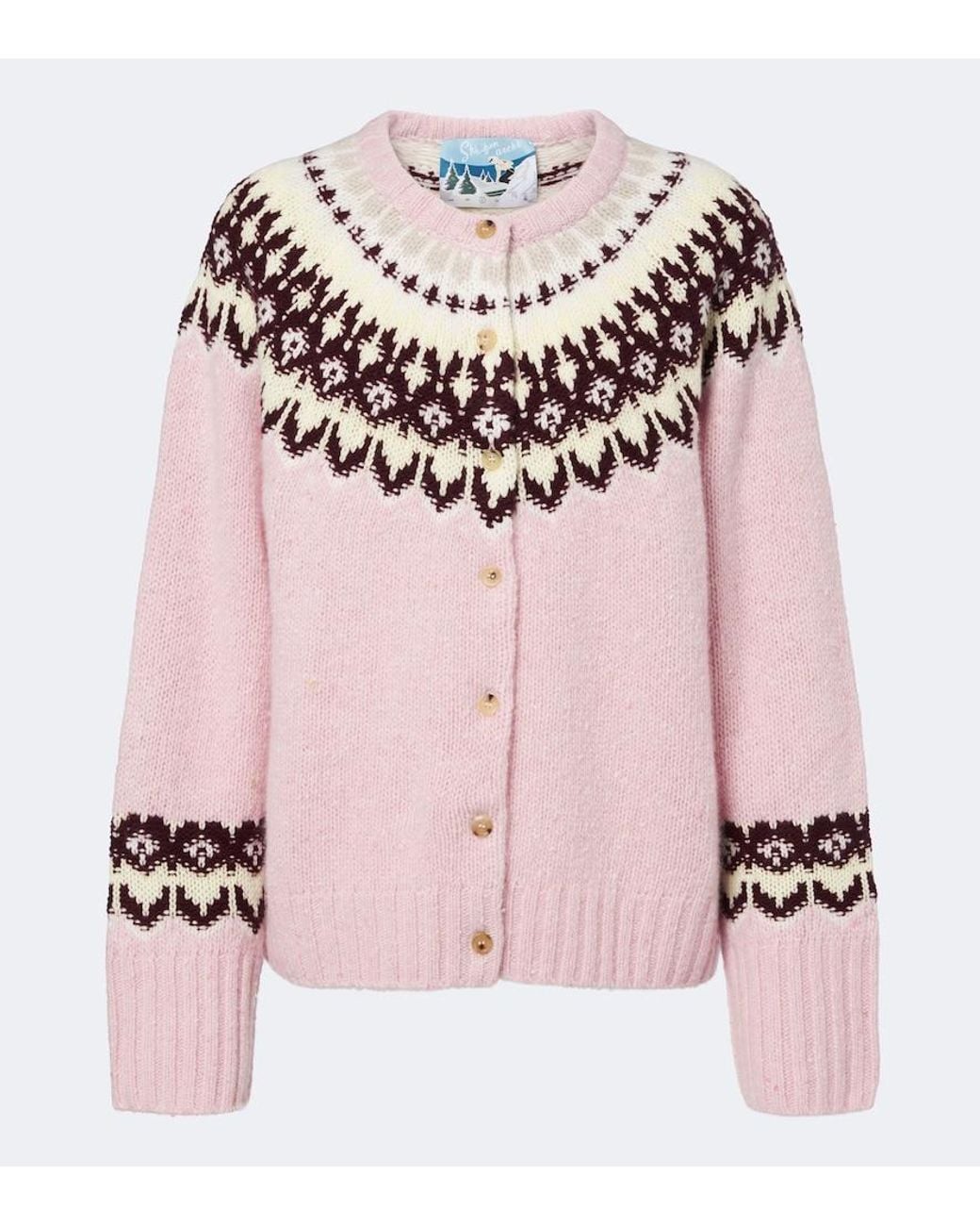 arch4 Pink Loze Fair Isle Cashmere Cardigan