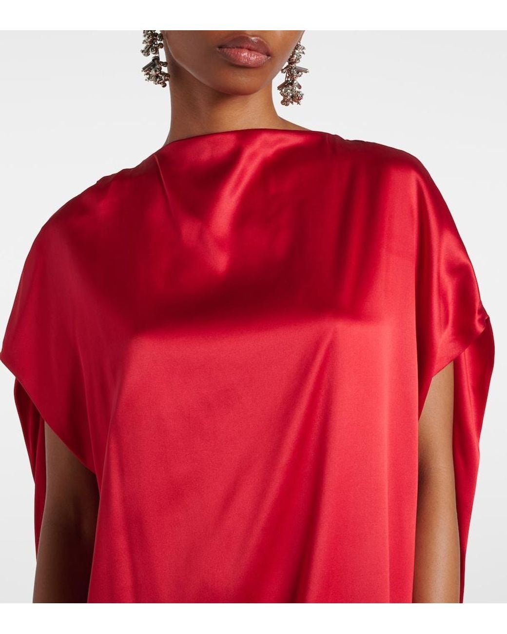 Dries Van Noten Red Silk-Blend Satin Gown