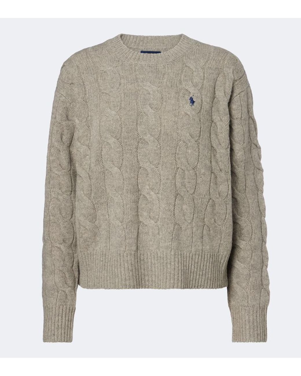 Polo Ralph Lauren Gray Cable-Knit Wool And Cashmere Sweater