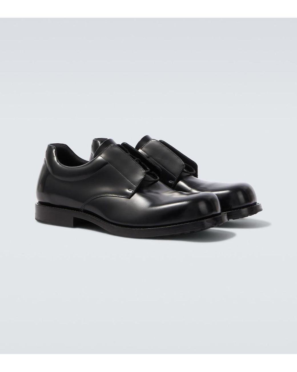 Balenciaga Black Brushed Leather Derby Shoes for men