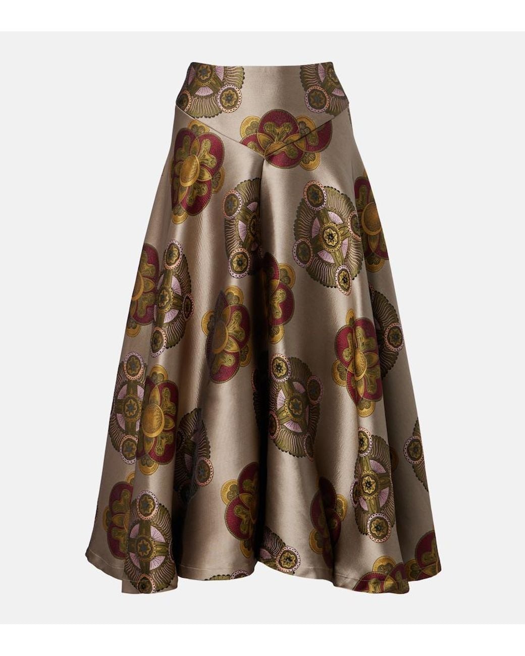 LaDoubleJ Brown Milano Printed Jacquard Midi Skirt