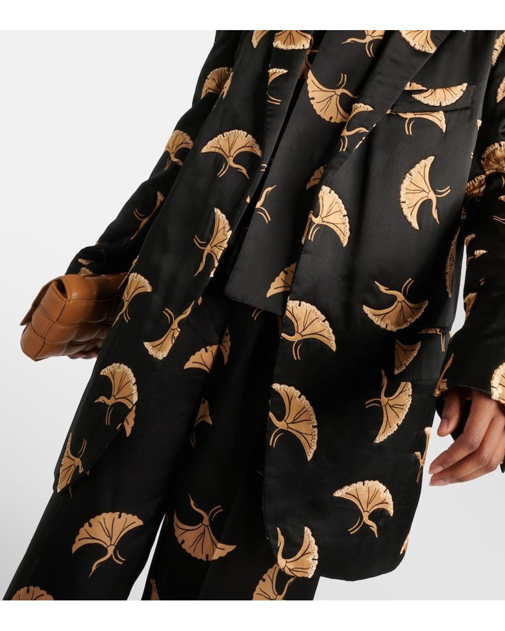 Dries Van Noten Black Printed Satin Blazer