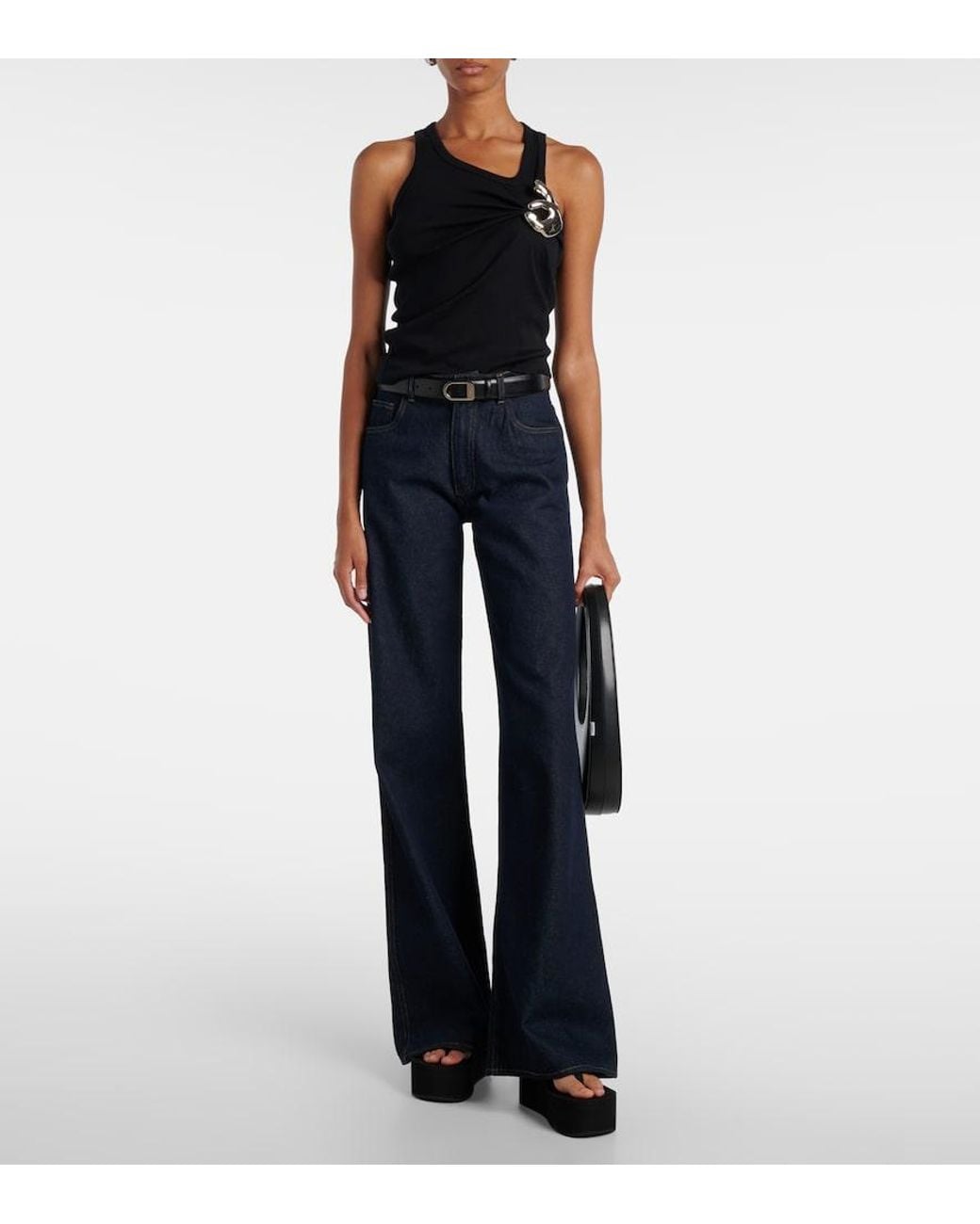 Coperni Black Emoji Embellished Cotton Tank Top