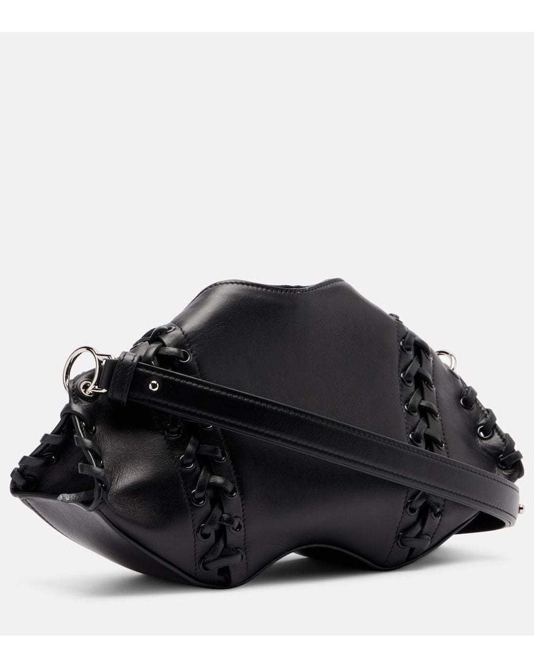 McQueen Black Manta Small Leather Shoulder Bag