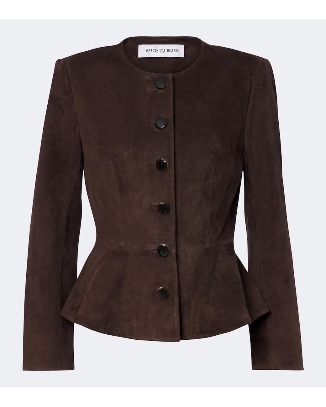 Veronica Beard Brown Quinn Peplum Suede Jacket