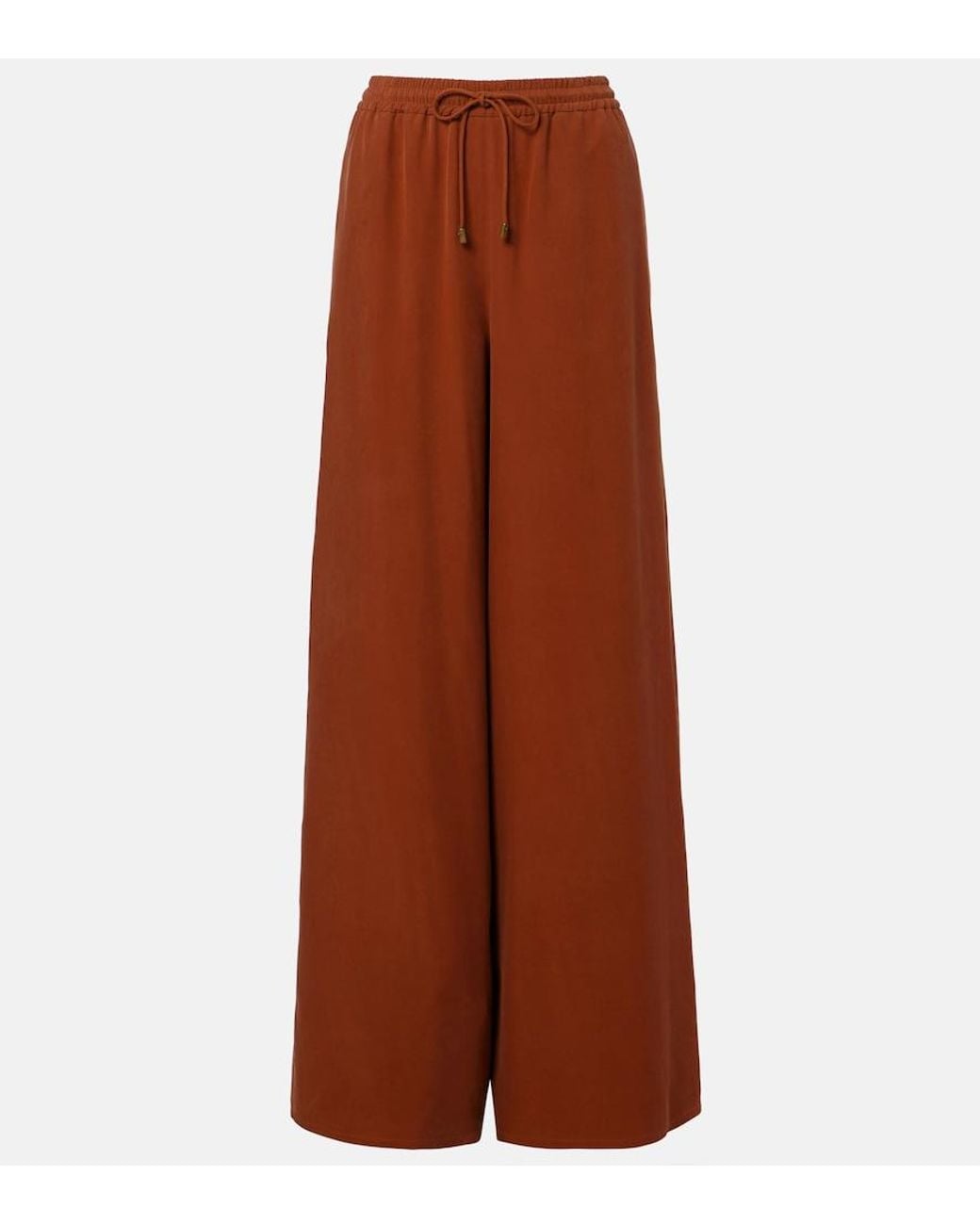 Max Mara Brown Cotton Wide-Leg Pants