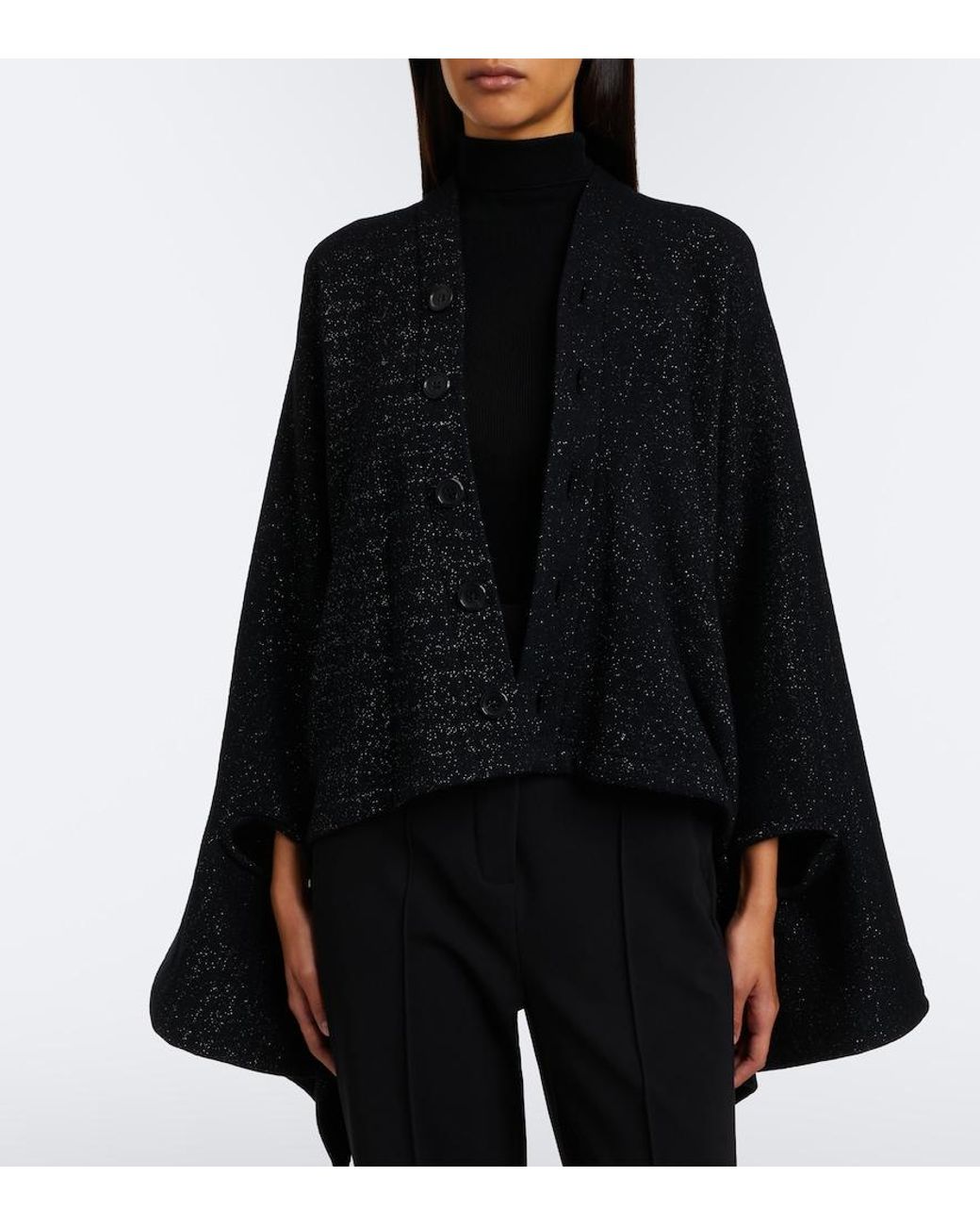 Junya Watanabe Black Draped Wool And Cotton-Blend Cardigan