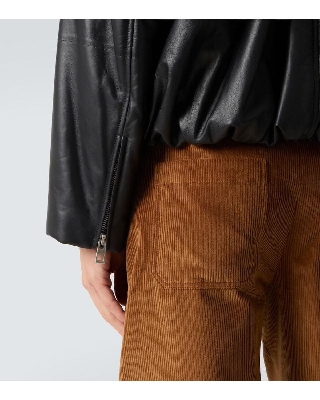 Loewe Black Balloon Leather Biker Jacket for men