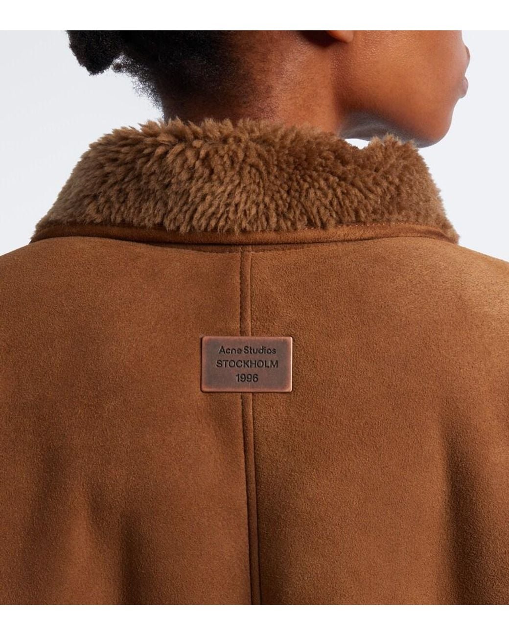 Acne Brown Shearling-Lined Suede Bomber Jacket