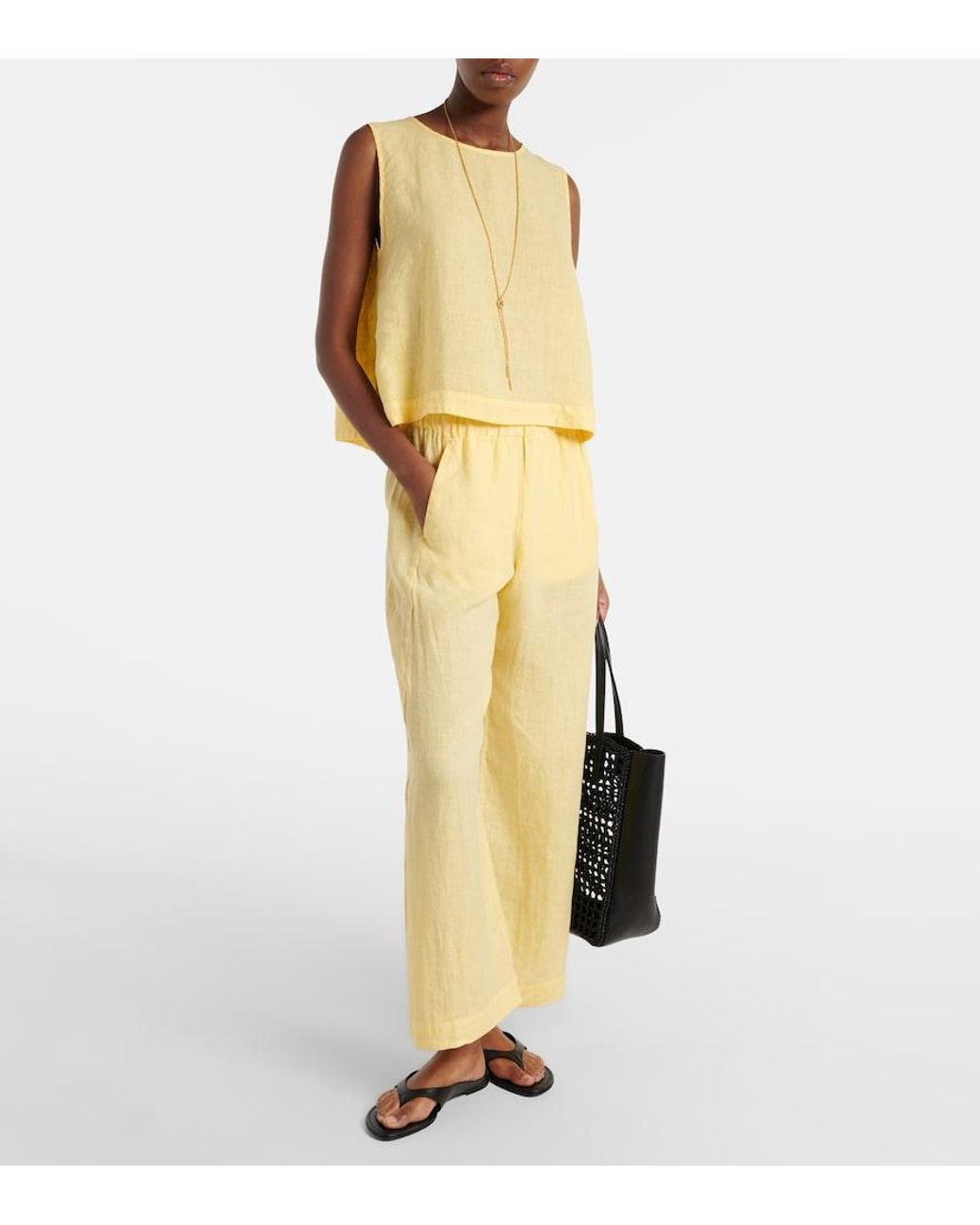 Velvet Yellow Maxine Linen Top